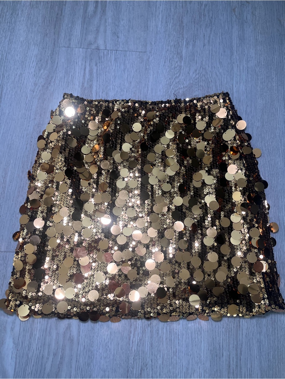 Guanyy Gold Sequin Mini Skirt Medium